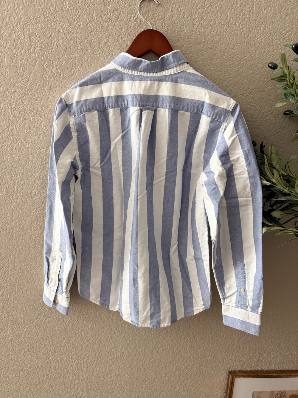 Everlane Women’s Organic Cotton Blue White Striped Shirt Size M - Picture 5 of 5